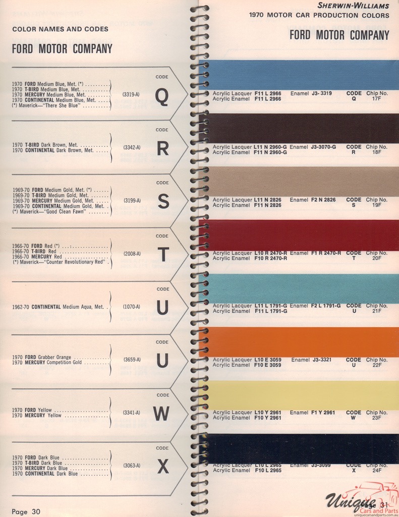 1970 Ford Paint Charts Williams 3